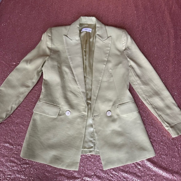 MNG Mango Blazer Women XXS Green Double Breasted  Stretch  Pockets, Relax/Resort - Picture 1 of 9